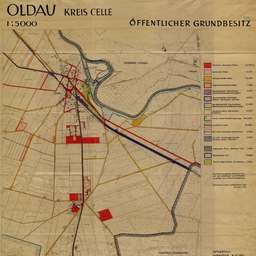 Karte "Oldau Kreis Celle - öffentlicher Grundbesitz" (Ausschnitt)